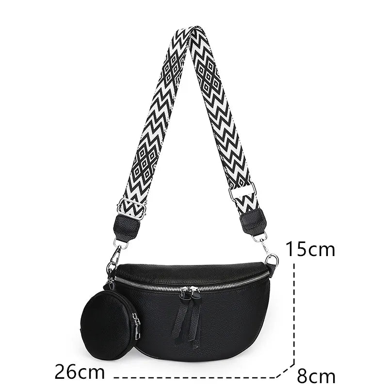 Crossbody-väska i äkta läder